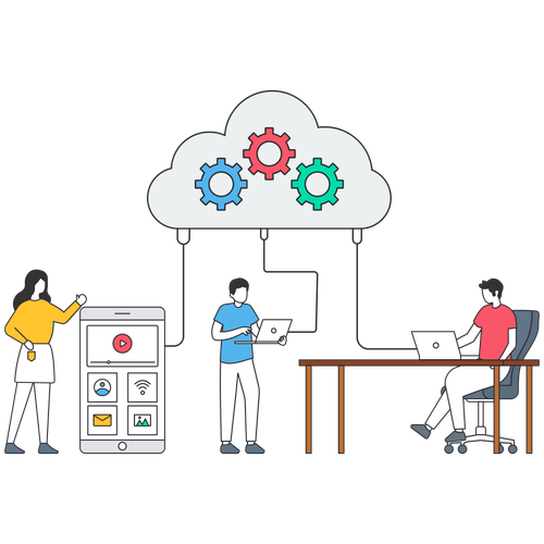 businessman working on cloud storage