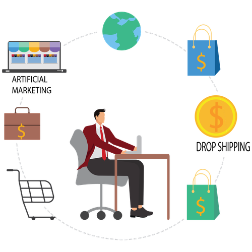 businessman doing affiliate marketing drop shipping